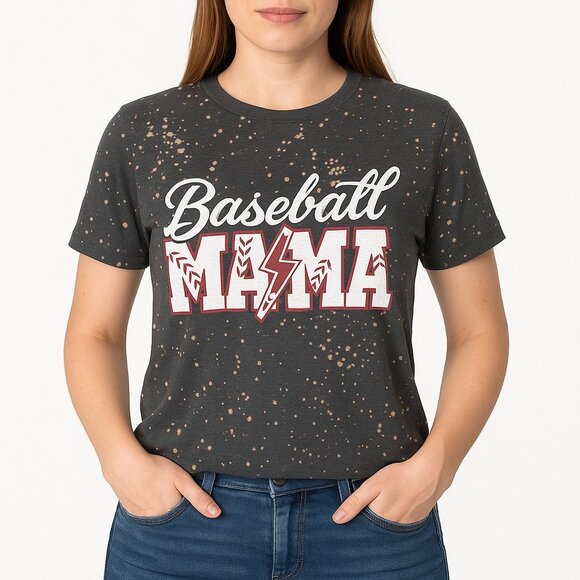 Southern Bliss Baseball Mama Dark Gray T-shirt Size S - Picture 1 of 5